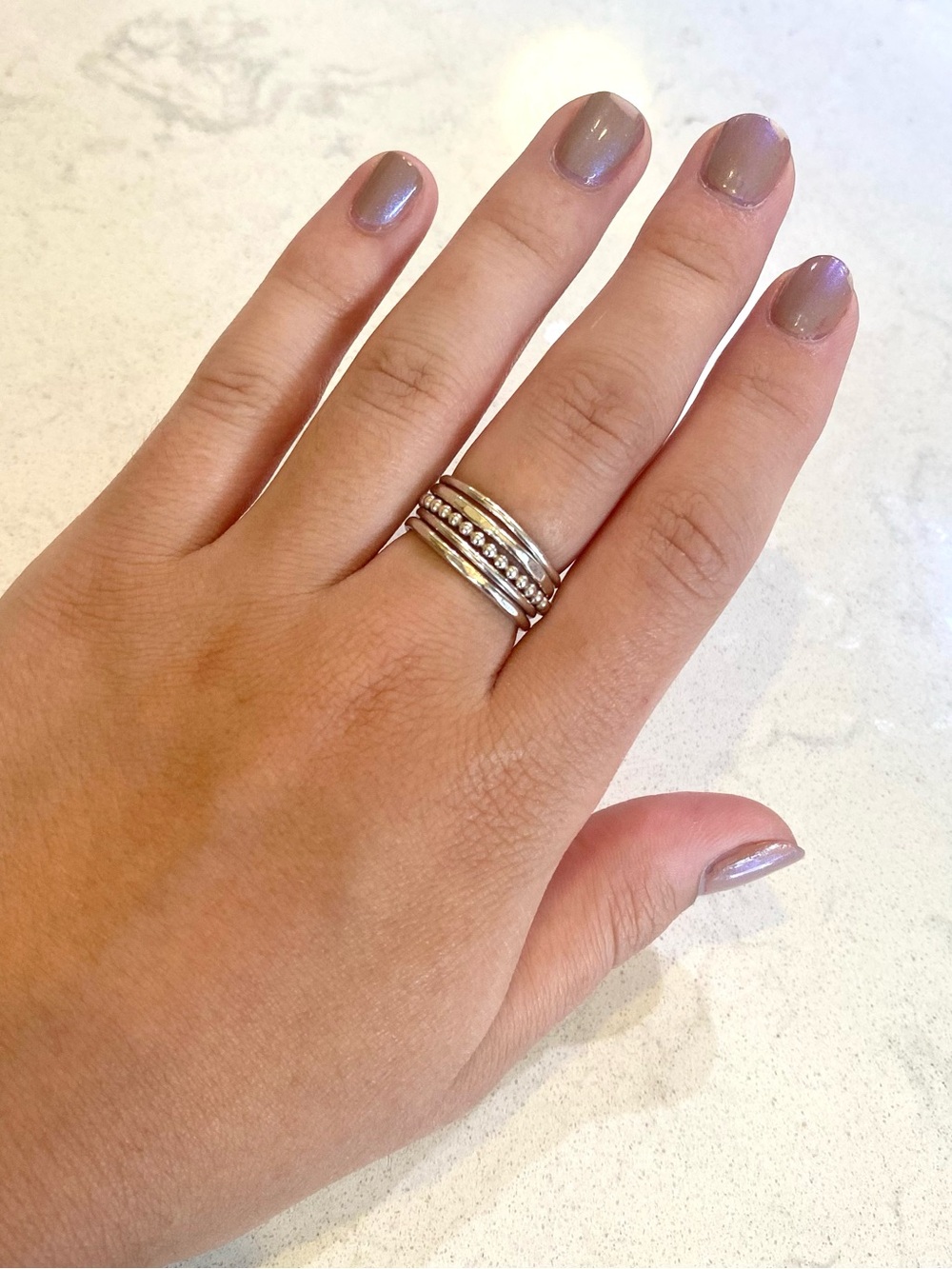 Sterling silver handmade thin stacking ring set size 8